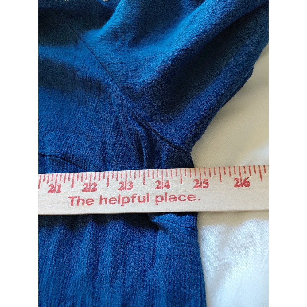 Bloomchic Shirt Womens 22/24 Blue Plus Size Short Sleeve V Neck Tunic Blouse - Picture 7 of 7